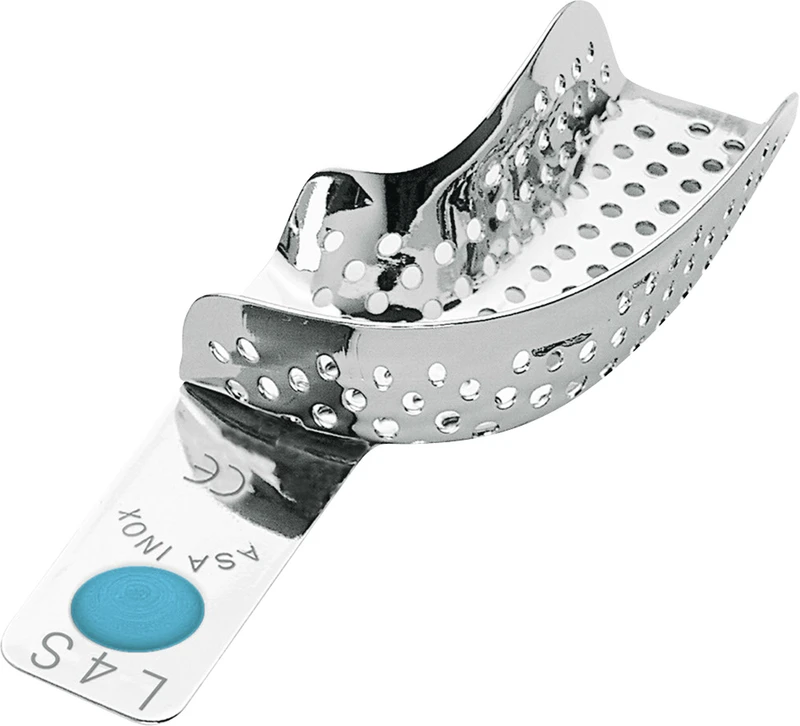 Abdrucklöffel   Stück  OK rechts, UK links, perforiert, türkis