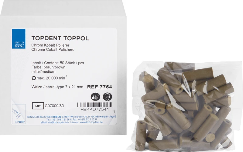 TOPDENT TopPol Co-Cr Polierer  Packung  50 Stück mittel, Walze 7 x 21 mm