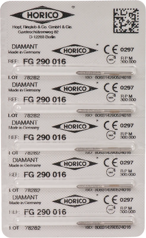 Diamantschleifer 290  Packung  5 Stück FG, Figur 290, 10 mm, ISO 016