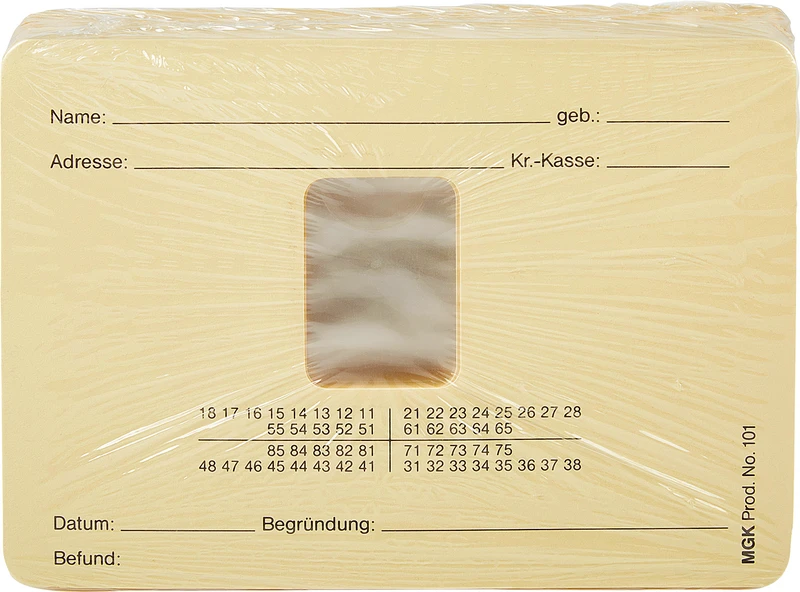 Dentalfilmkarten  Packung  50 Karten 101