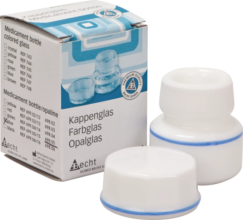 Kappengläser aus Simplex-Opalglas  Stück  mit blauem Ring