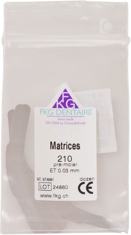 FKG Matrizen  Packung  12 Stück 210, ET 0,03 mm, Prämolar