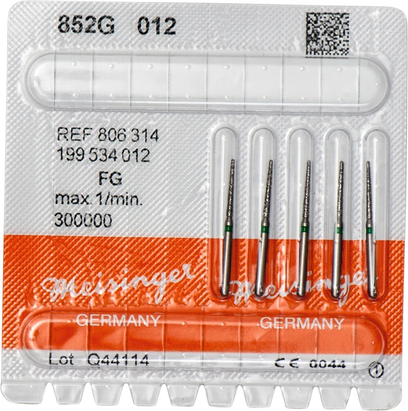 Diamanten 852  Packung  5 Stück grün grob, FG, Figur 199 Konus rund, 10 mm, ISO 012