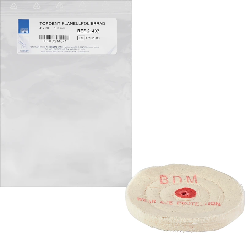 TOPDENT Flanellpolierrad  Stück  Ø 100 mm, 4   x 30 Lagen