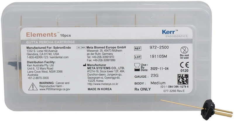 elements free Gutta Percha Cartridge  Packung  10 Stück 23GA, medium body