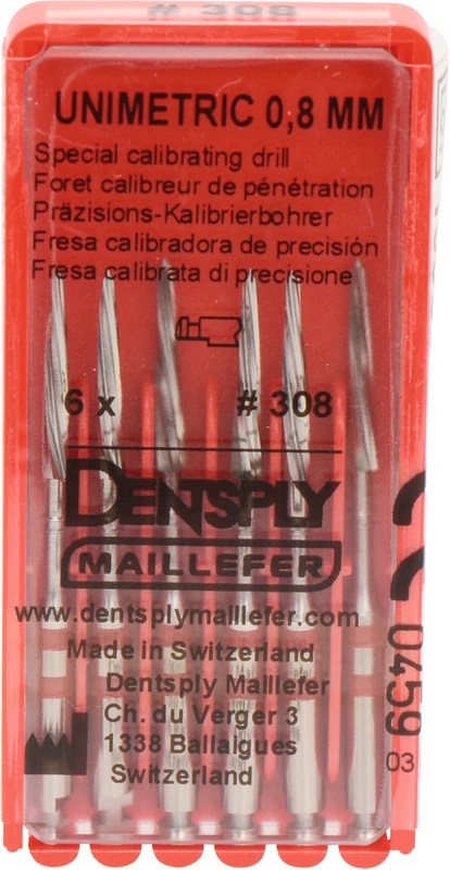 UNIMETRIC Kalibrierbohrer  Packung  6 Bohrer, rot, Gr. 308