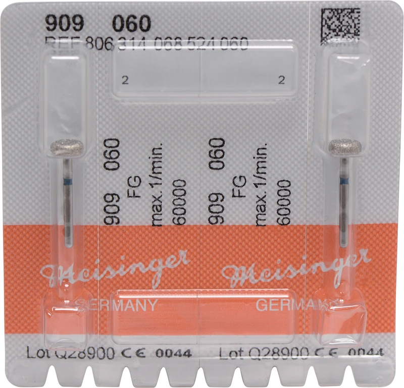 Diamanten 909  Packung  2 Stück blau mittel, FG, Figur 068 Rad, 2,3 mm, ISO 060