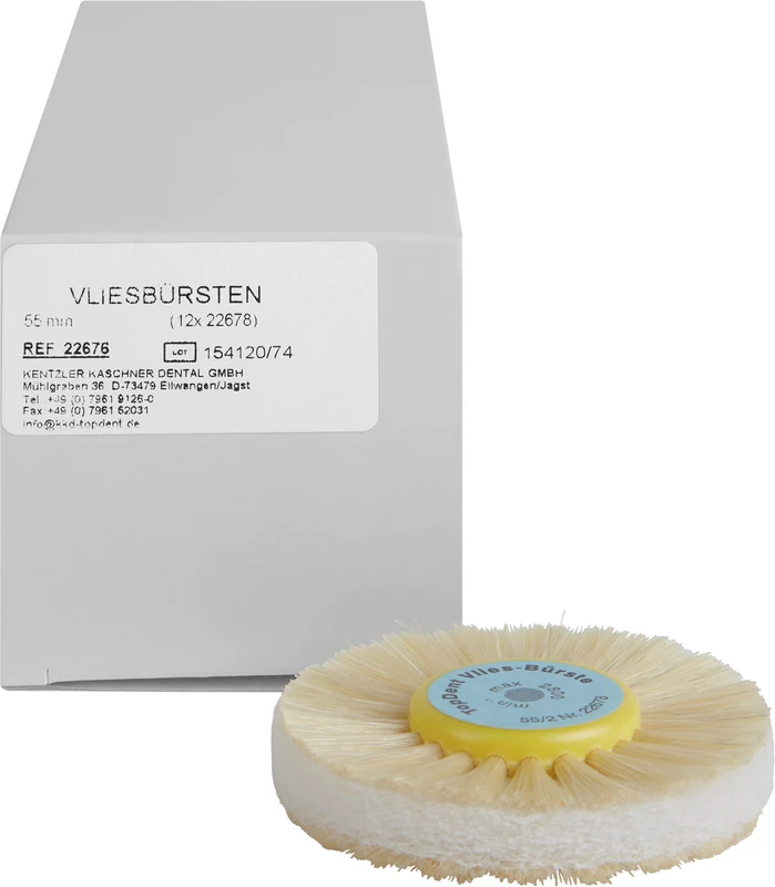 TOPDENT Vliesbürste  Packung  12 Stück 2-reihig, Vlieseinlage, Synthetikborsten, Besatz 15 mm, Ø 55 mm