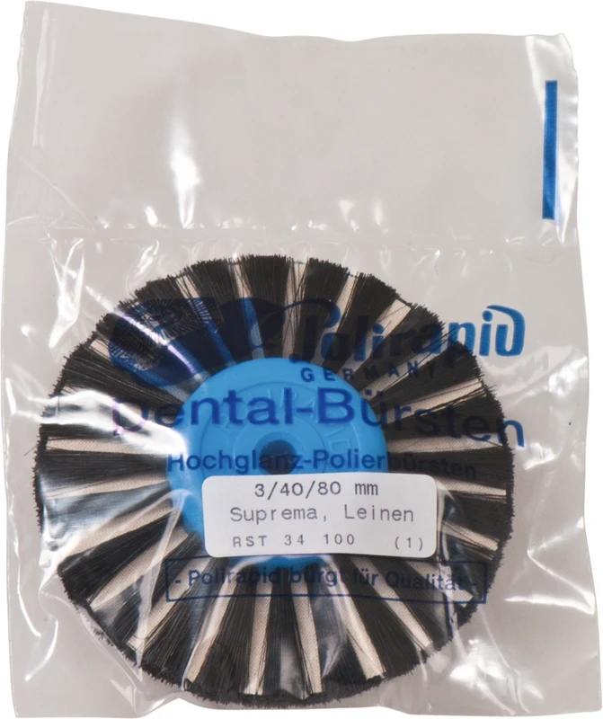 Suprema Rundbürsten Einlage  Stück  mit KK, 3-reihig, Chungking x-steif schw., E: Leinen, spitz, Kern: Ø 40 mm, Außen: Ø 80 mm