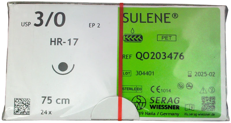 SULENE   Packung  24 Stück grün, 75 cm, HR-17, 1\2 Kreis, Rundkörpernadel, 17 mm, USP 3\0