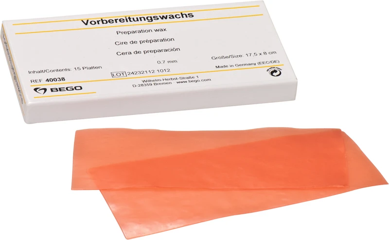 Vorbereitungswachs  Packung  15 Stück rosa, Stärke 0,7 mm