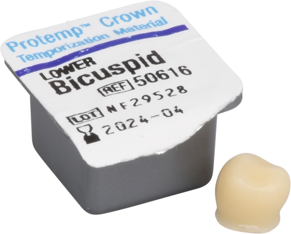 Protemp Crown  Packung  5 Stück unterer Prämolar, 1 Stückmesslehre