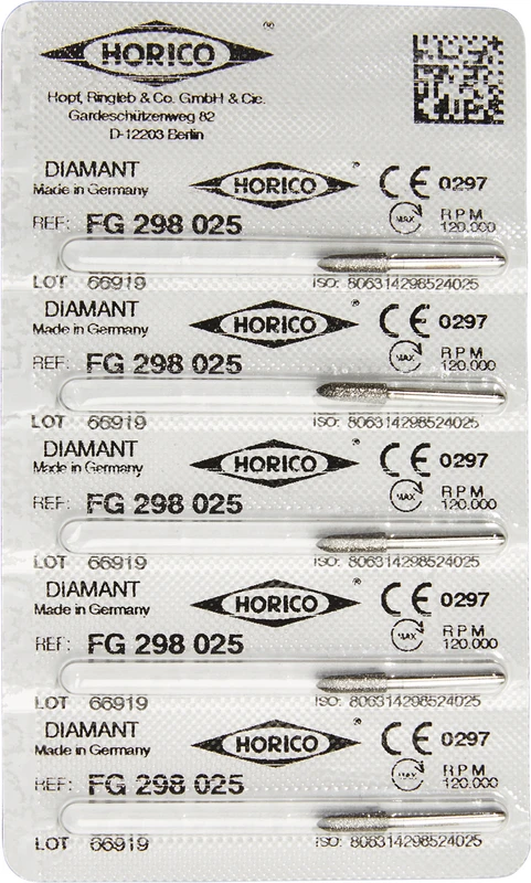 Diamantschleifer 298  Stück  FG, Figur 298, 8 mm, ISO 025