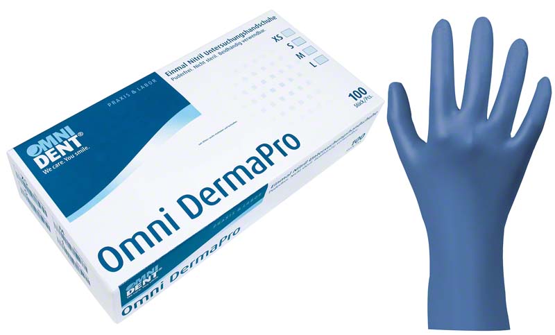 Omni DermaPro Nitrilhandschuhe  Packung  100 Stück puderfrei, metall-blau, XS
