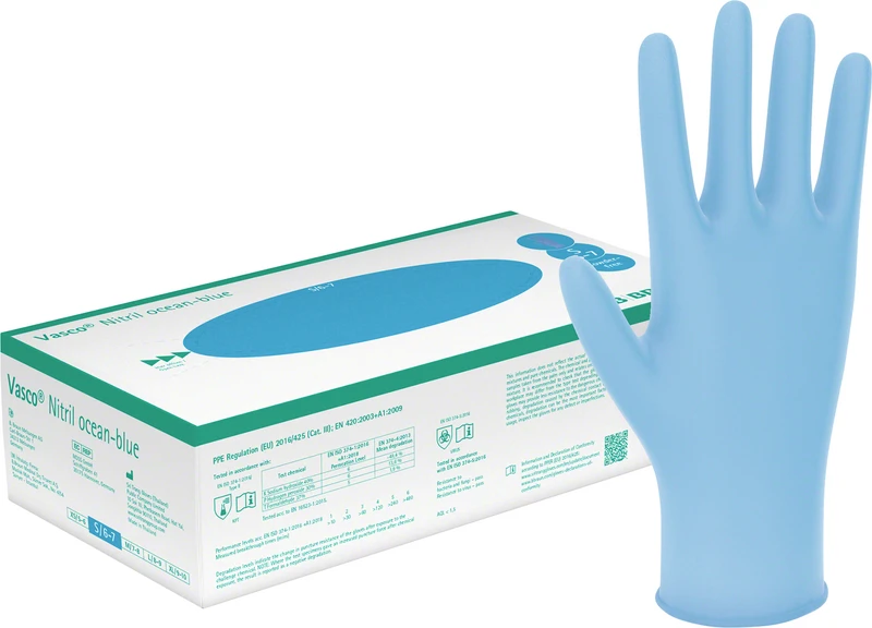 Vasco® Nitril ocean-blue  Packung  150 Stück puderfrei, blau, XS