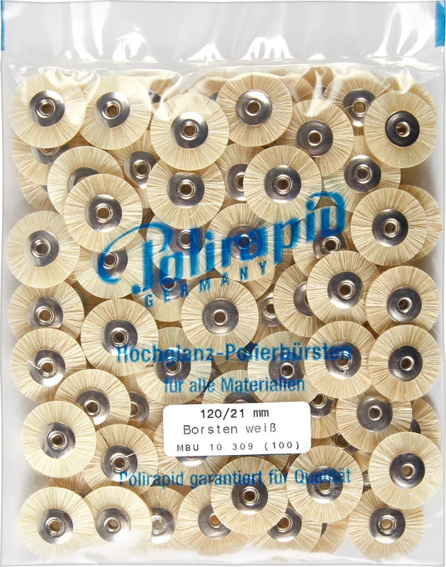 Miniaturbürsten  Packung  100 Stück unmontiert, Chungking Borste weiß, Ø 21 mm