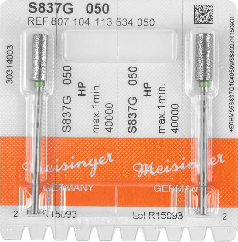 Sinterdiamanten S837  Packung  2 Stück grün grob, HP, Figur 113 Zylinder, 13 mm, ISO 050