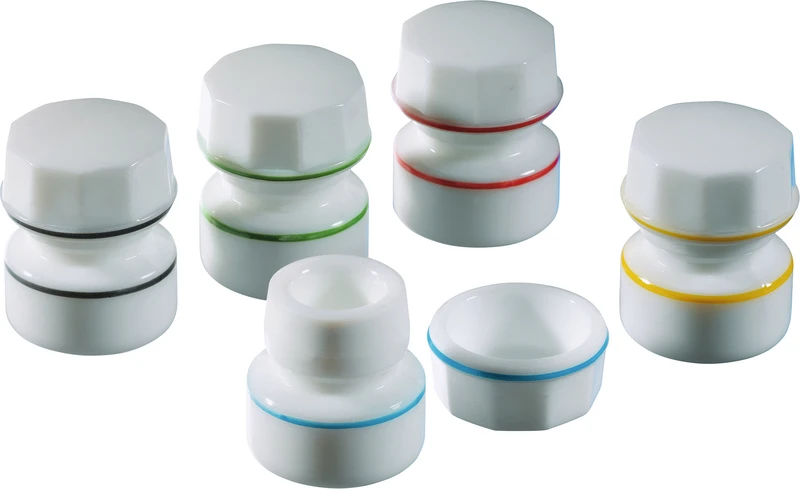 Kappengläser aus Simplex-Opalglas  Sortiment  5 Stück sortiert (gelb, grün, rot, blau, schwarz)