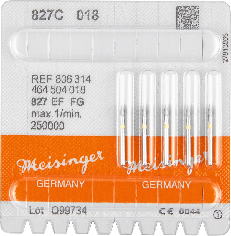 Diamanten 827  Packung  5 Stück gelb extra fein, FG, Figur 464 Zwiebel, 4 mm, ISO 018