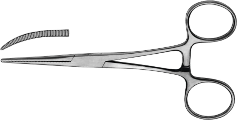 Arterienklemmen nach Pean  Stück  1895A, 14 cm, gebogen