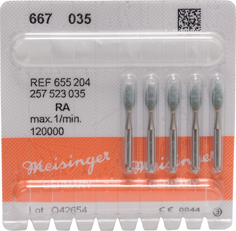 Keramische Schleifer 667  Packung  5 Stück grün mittel, RA, Figur 257, 7 mm, ISO 035