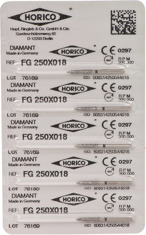 Diamantschleifer 250  Packung  5 Stück schwarz x-grob, FG, Figur 250, 10 mm, ISO 018