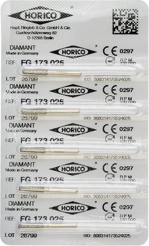 Diamantschleifer 173  Packung  5 Stück FG, Figur 173, 10 mm, ISO 025