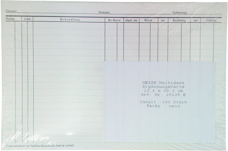 Multident Karteikarte  Packung  100 Stück weiß