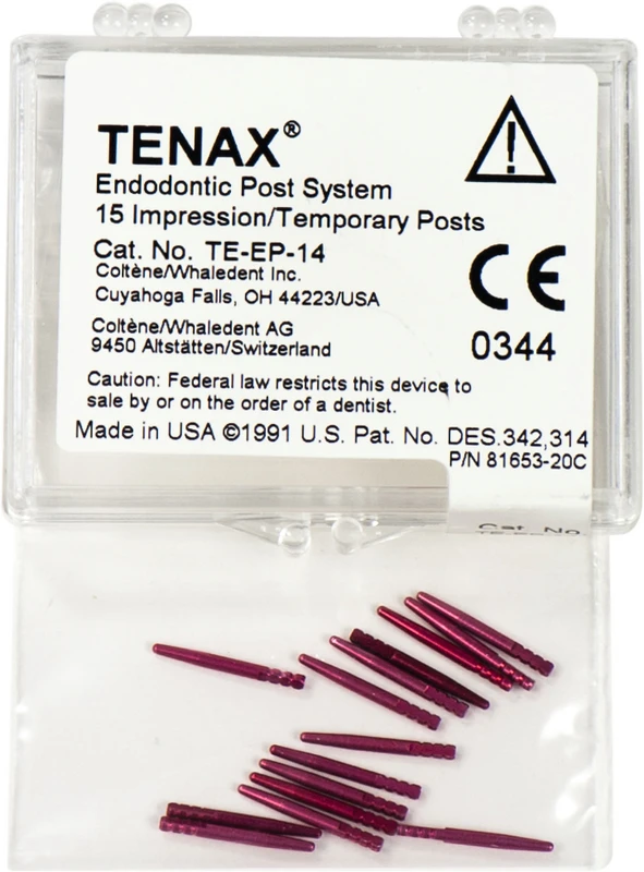 TENAX® Abdruck-\Temporäre Stifte  Packung  15 Stück Ø 1,4 mm rot