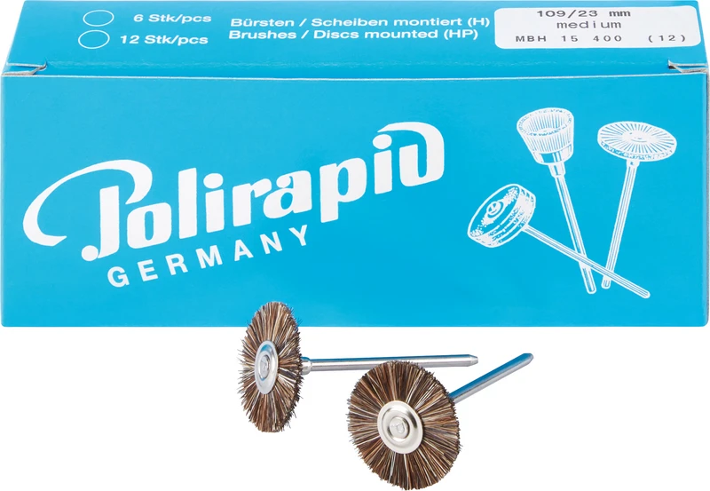 Miniaturbürsten Rosshaar  Packung  12 Stück HP, grau mittel, Rosshaar mixed, Ø 23 mm