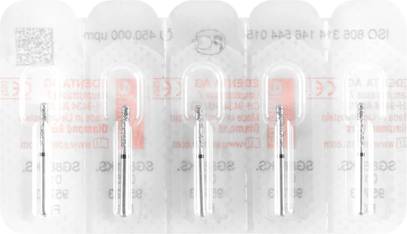 Diamanten 881KS  Packung  5 Stück schwarz supergrob, FG, Figur 146 Zylinder KS, 8 mm, ISO 015