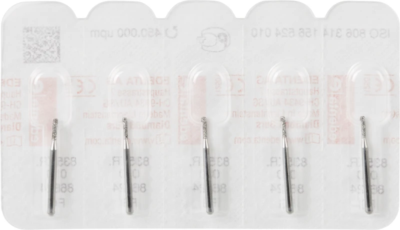 Diamanten 835KR  Packung  5 Stück Standard, FG, Figur 156 Zylinder Kante rund, 4 mm, ISO 010