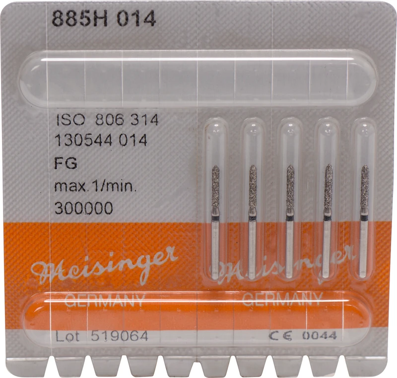 Diamanten 885  Packung  5 Stück schwarz super grob, FG, Figur 130 Zylinder spitz, 8 mm, ISO 014