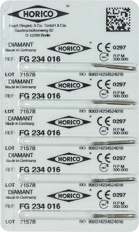 Diamantschleifer 234  Packung  5 Stück FG, Figur 234, 5 mm, ISO 016