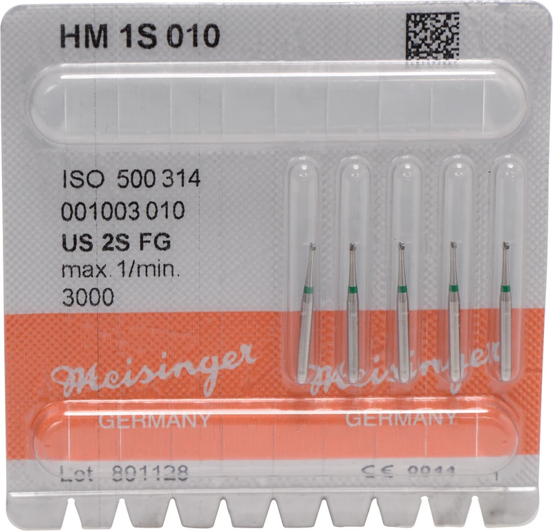 HM-Bohrer 1S  Packung  5 Stück schnittfr. Verz., grün, FG, Figur 001, ISO 010