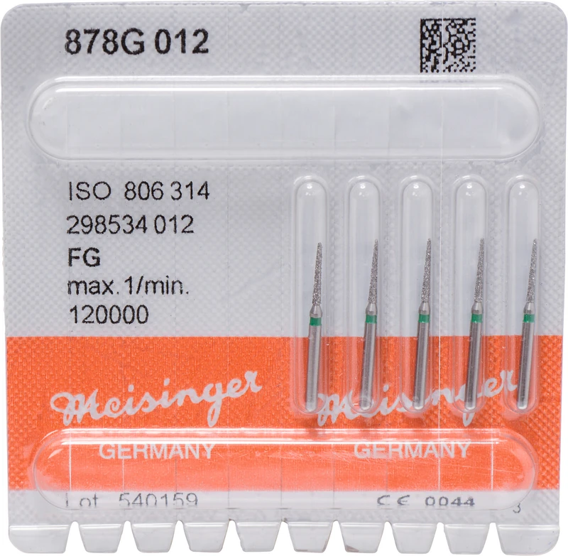 Diamanten 878  Packung  5 Stück grün grob, FG, Figur 298 Torpedo, 8 mm, ISO 012