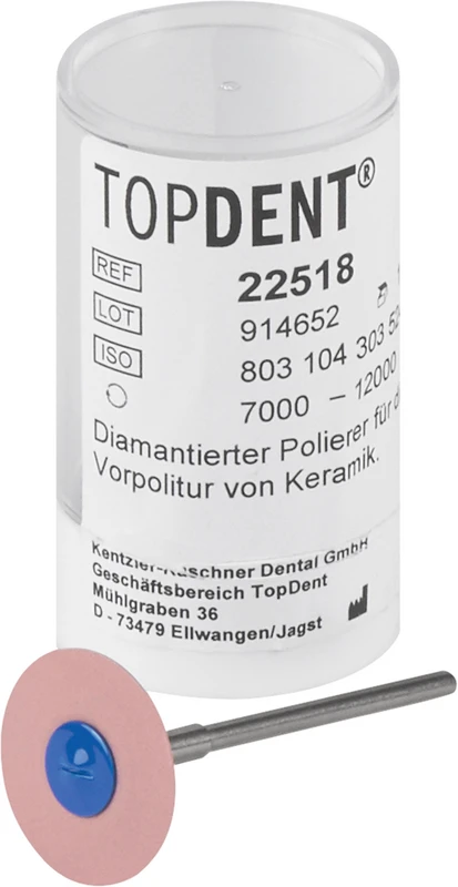 TOPDENT DIA-BLUE-Polierer  Stück  HP, extra dünn, rosa mittel, Linse 20 x 1 mm