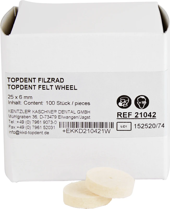 TOPDENT Filzräder  Packung  100 Stück mittel, Rad 22 x 6 mm