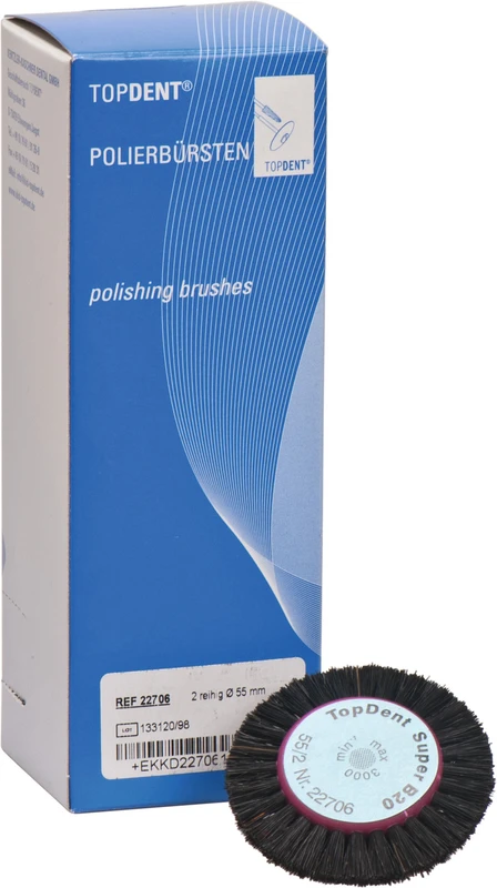 TOPDENT Superbürste B-20  Packung  12 Stück 2-reihig, hart Chunkingborsten 11 mm, Ø 55 mm
