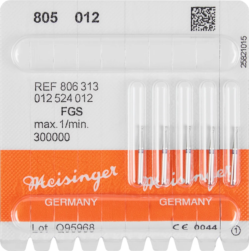 Diamanten 805  Packung  5 St. blau mittel, FG, Fig. 012 umgek. Kegel, Kante scharf, 1,5 mm, ISO 012