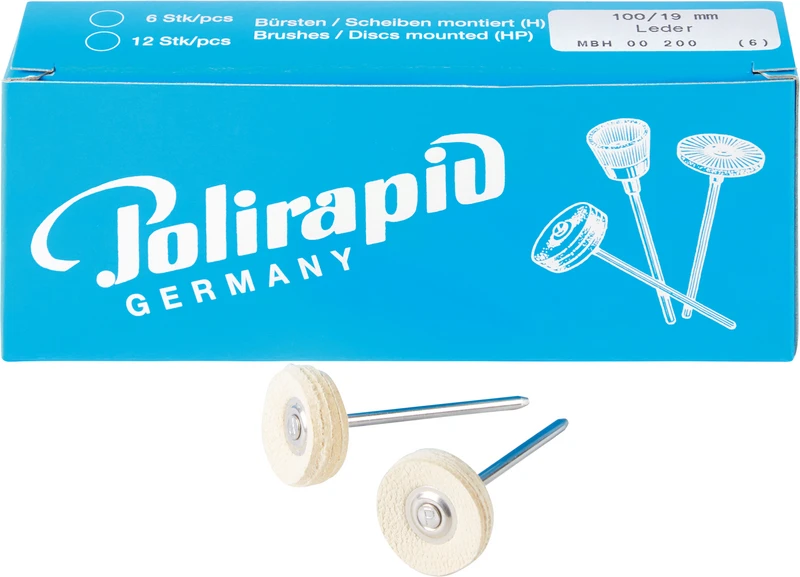 Miniaturbürsten Scheibe  Packung  6 Stück HP, Chamoisleder, Ø 19 mm