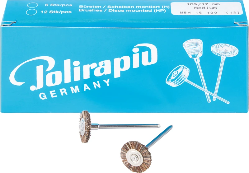 Miniaturbürsten Rosshaar  Packung  12 Stück HP, grau mittel, Rosshaar mixed, Ø 17 mm