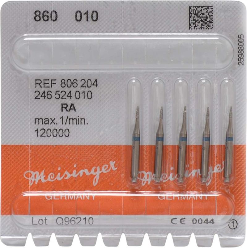 Diamanten 860  Packung  5 Stück blau mittel, HP, Figur 246 Flamme, 3,5 mm, ISO 010