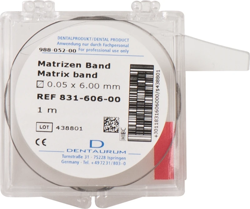 Matrizenband  Rolle  1 m Band, Breite 6 mm, Stärke 0,05 mm