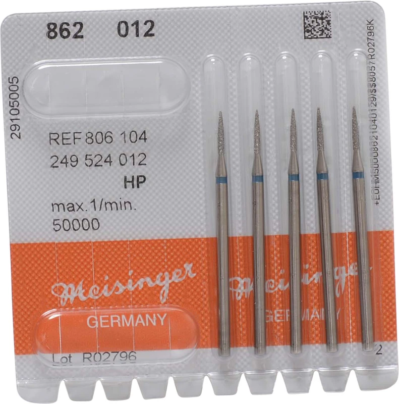 Diamanten 862  Packung  5 Stück blau mittel, HP, Figur 249 Flamme, 8 mm, ISO 012