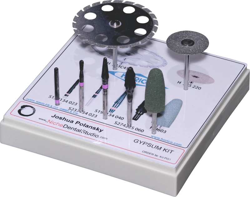 PG 1 Gipsbearbeitung   Kit  4 Hartmetallfräser, 2 Diamantscheiben, 1 Polierer