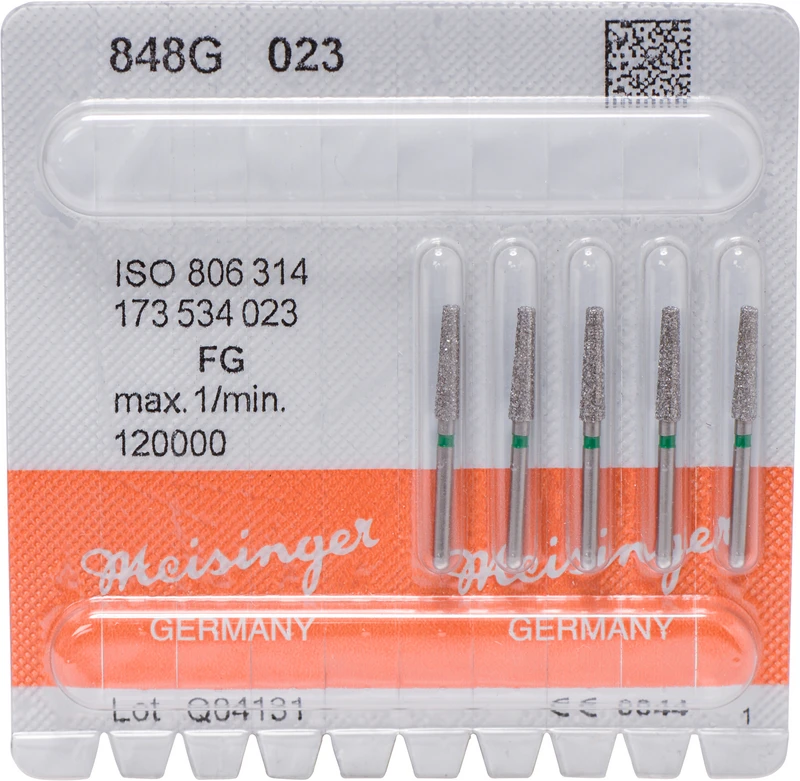 Diamanten 848  Packung  5 Stück grün grob, FG, Figur 173 Konus Kante scharf, 10 mm, ISO 023