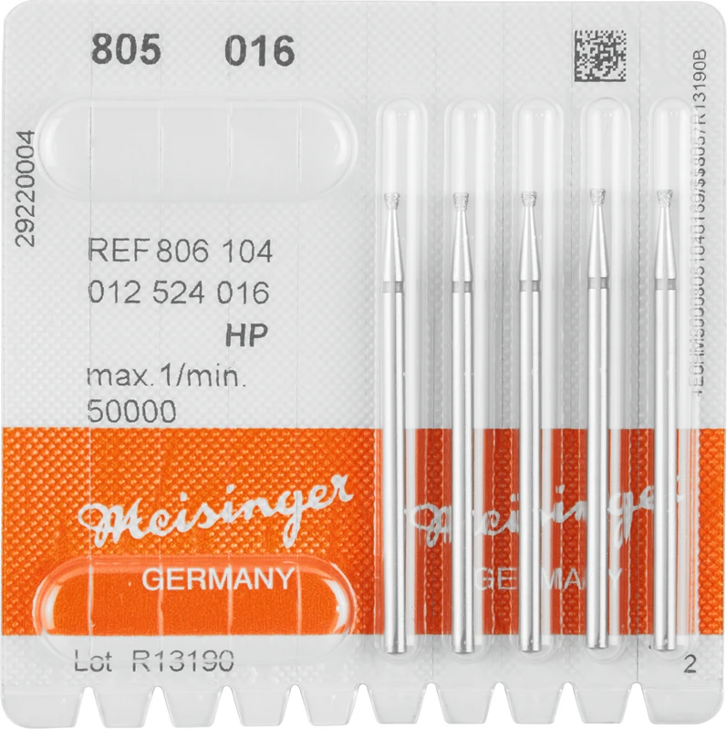 Diamanten 805  Packung  5 Stück blau mittel, HP, Figur 012 umgek. Kegel, Kante scharf, 1,5 mm, ISO 016