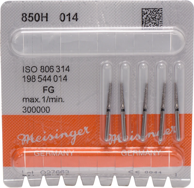 Diamanten 850  Packung  5 Stück schwarz super grob, FG, Figur 198 Konus rund, 8 mm ISO 014