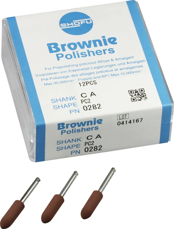 Silikonpolierer  Packung  12 Stück braun, RA, Figur PC2, ISO 050